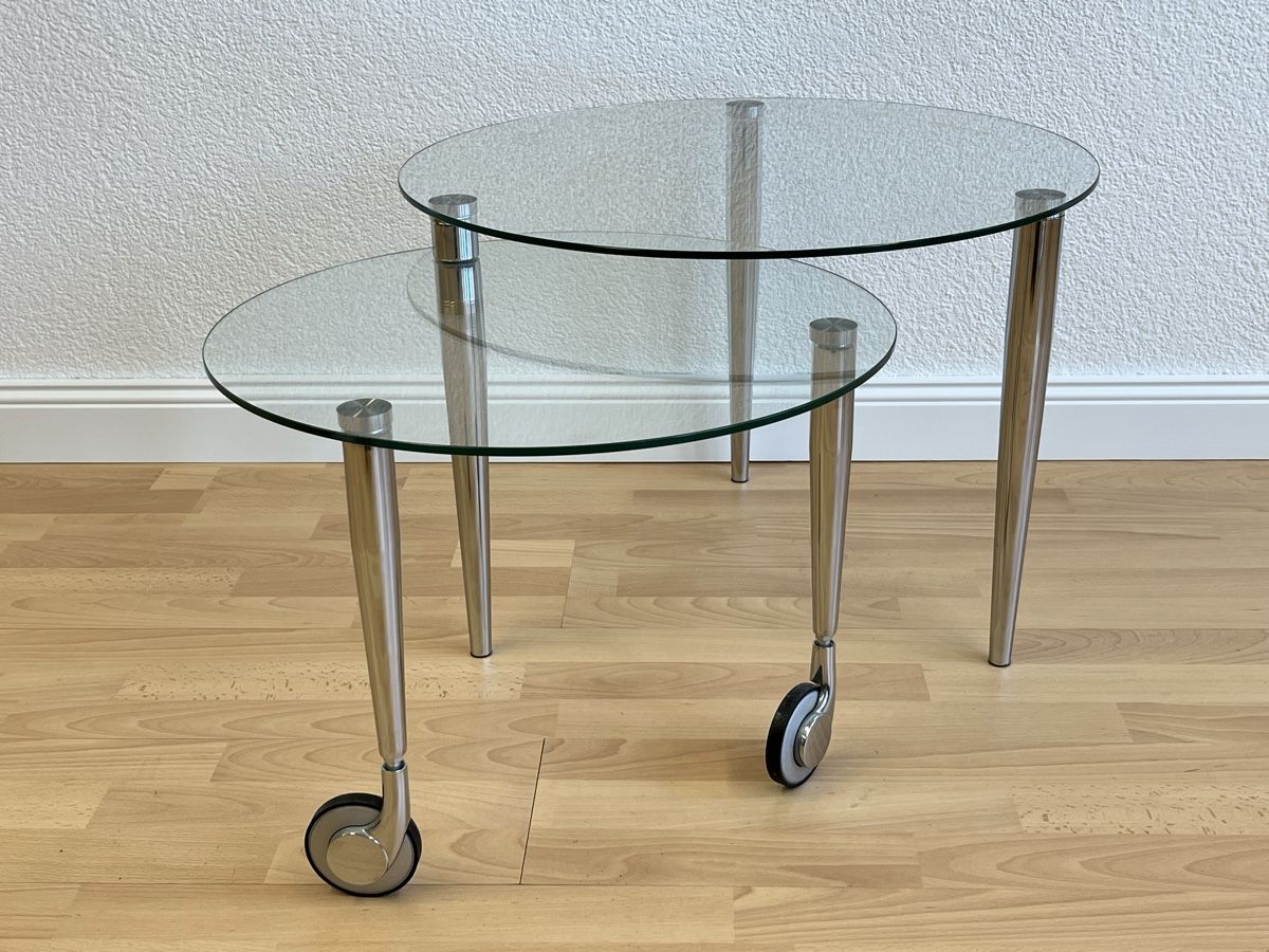 Tavoli: Glas Tischli-Set rund auf Rollen, Durchmesser 60cm – Usato da Horgen venduto da Grizzly83 1
