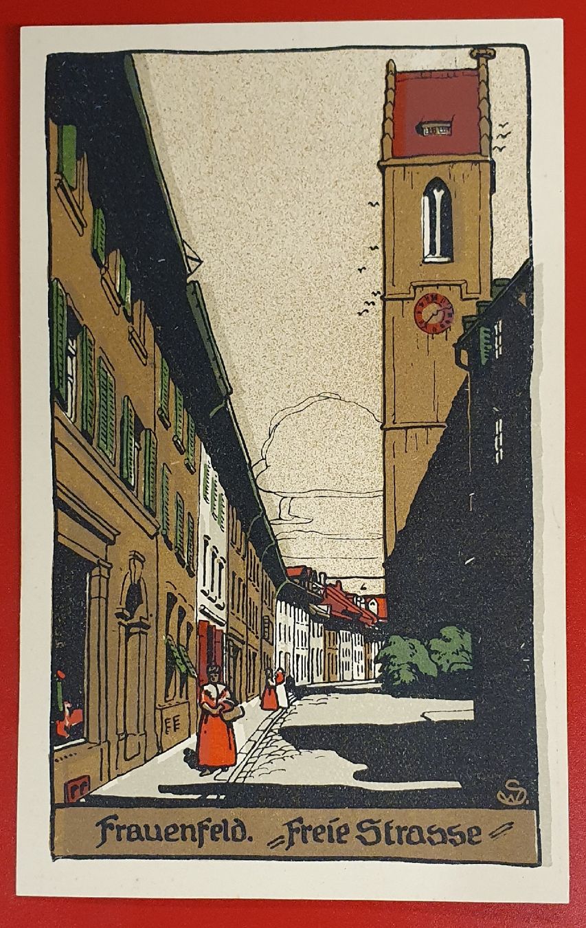 Cartoline postali: Frauenfeld  - 6 Künstler-Stein-Zeichnungen – Usato da Kreuzlingen venduto da Rschweiz1 5