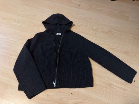 Damen Strickjacke mit Reissverschluss dunkles Grau Grösse M