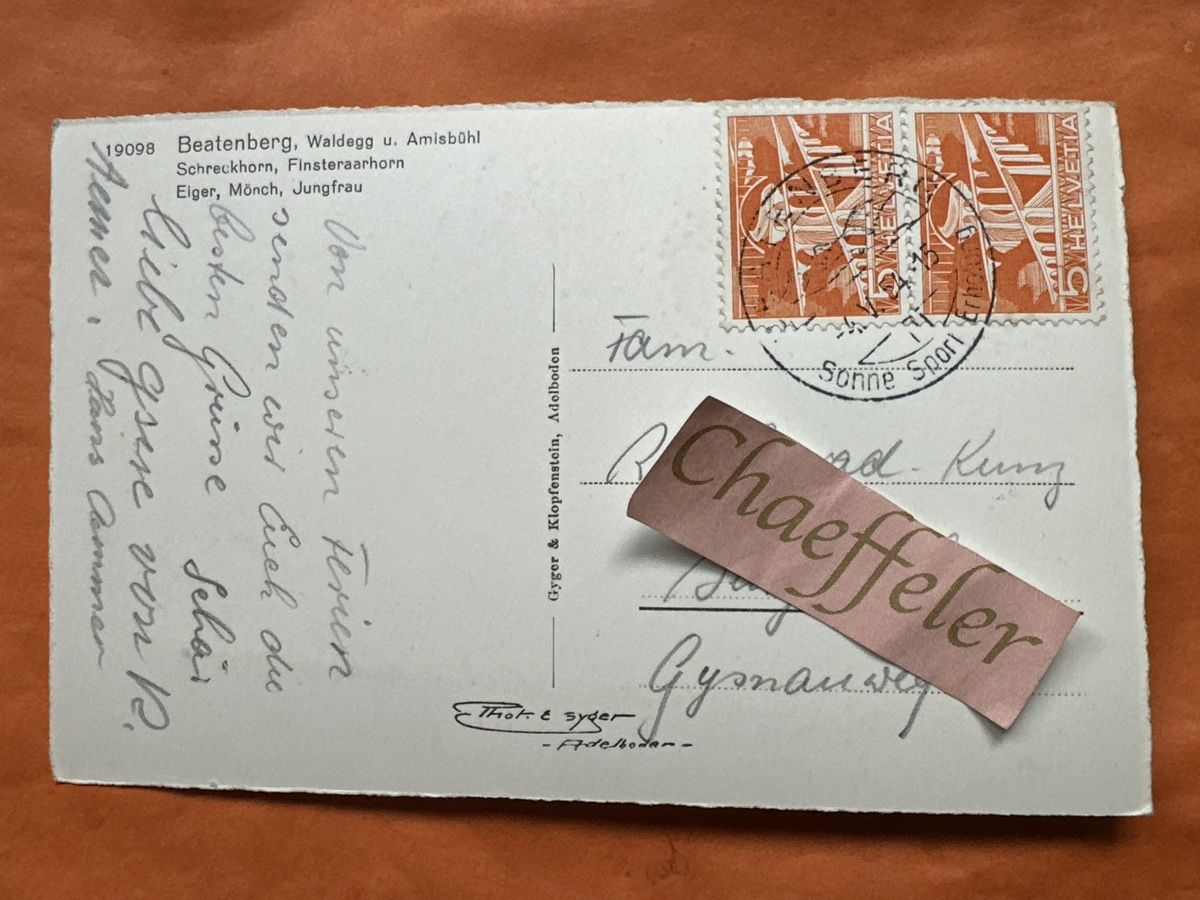 Ansichtskarten: 1954 Beatenberg, Waldegg u. Amisbühl – Gebraucht aus Zürich von Chaeffeler 1