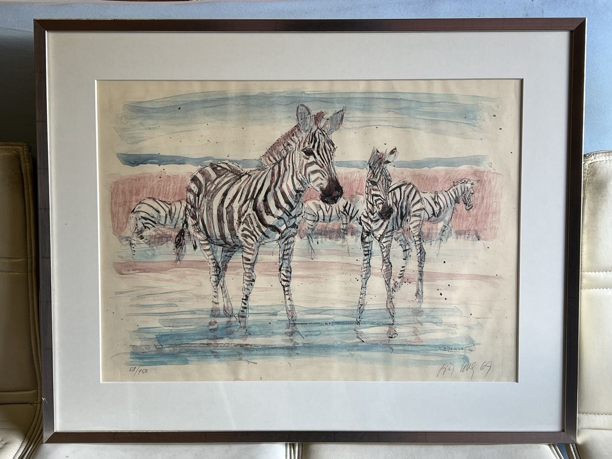 Grafica & Litografie: Zebrapaar von Fritz Hug, Lithografie – Usato da Zürich venduto da juergarno