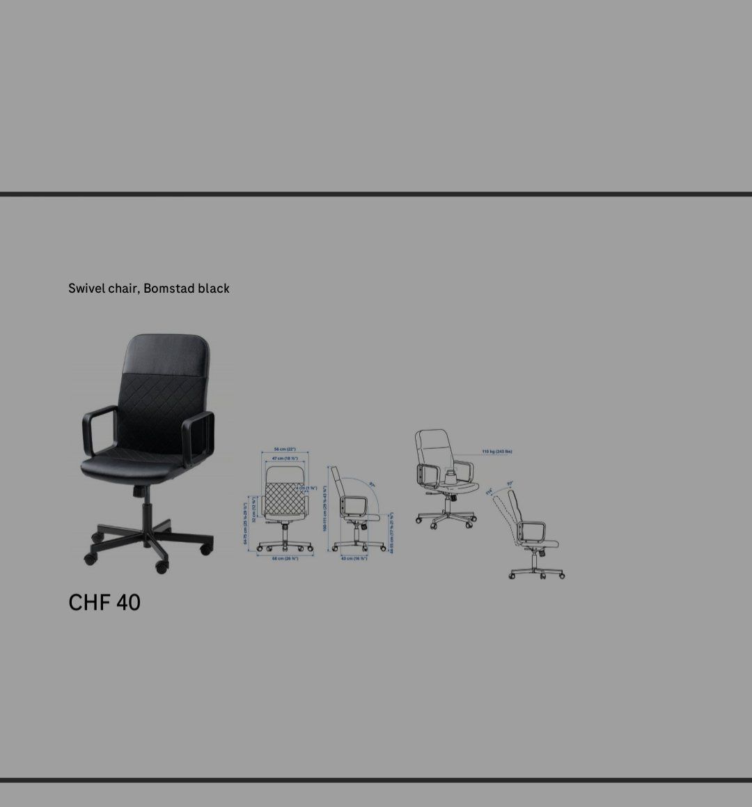 Ikea Chaises: Swivel chair Bomstad black – Neuf (Voir description) à Basel par vik_7qc8 4