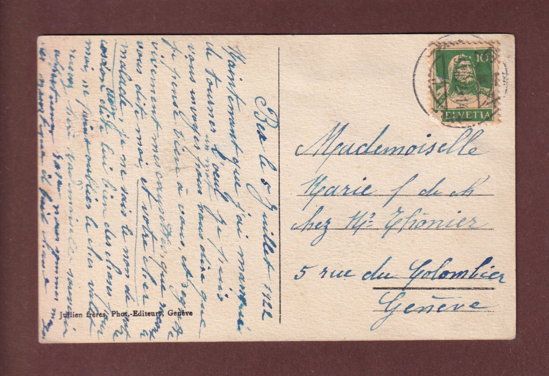 Ansichtskarten: BEX - Villa des Bains - 1922 – Gebraucht aus Pully von nicecards-shop 1