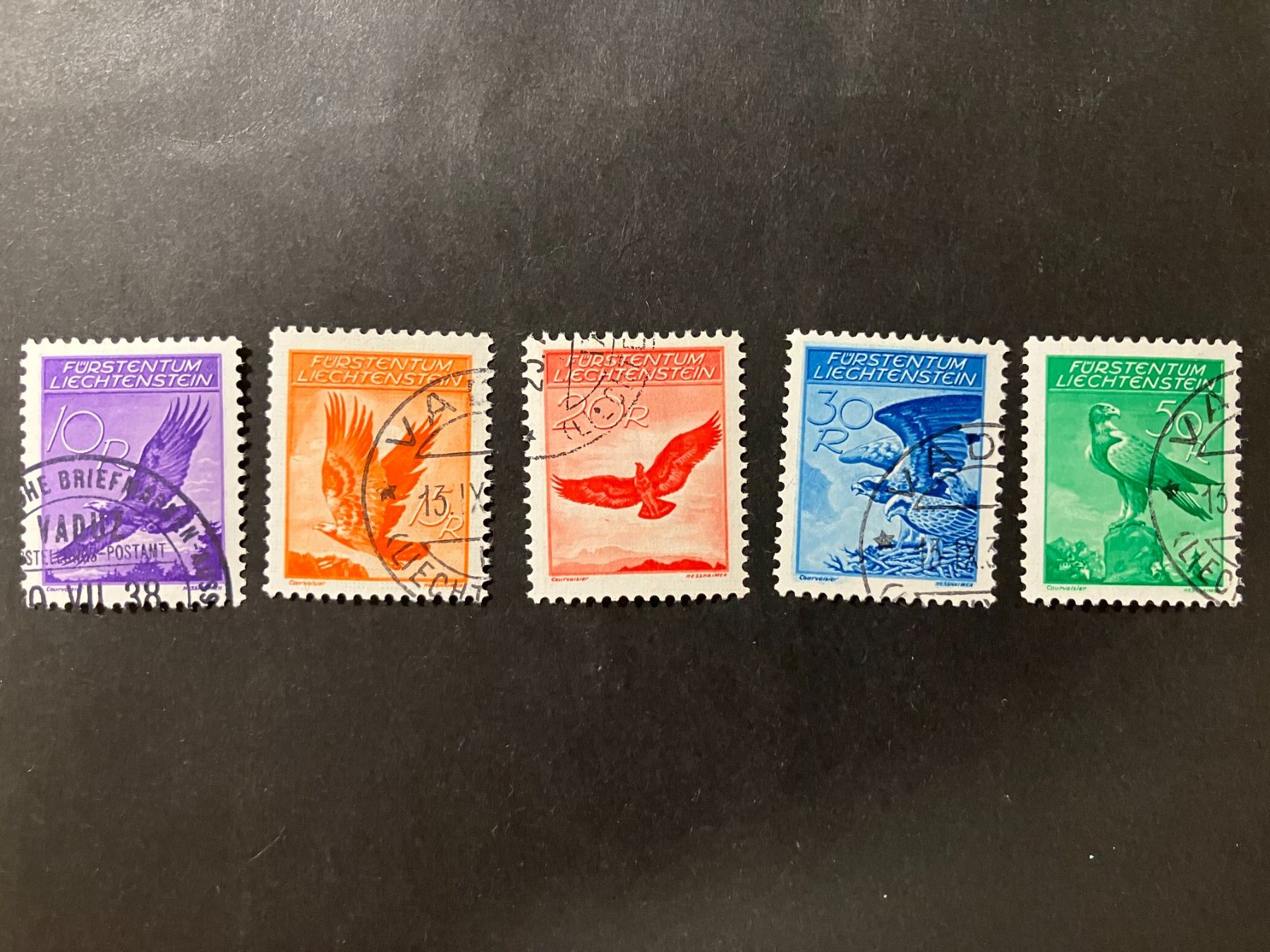 1934/36 Flugpost-Serie, gerif. Papier, Mi 143-147y, KP 380.- (Gebraucht ...