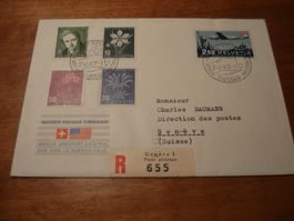 R-Flugbrief 1947, Maiden Voyage,  + Satz Juventute, gelaufen