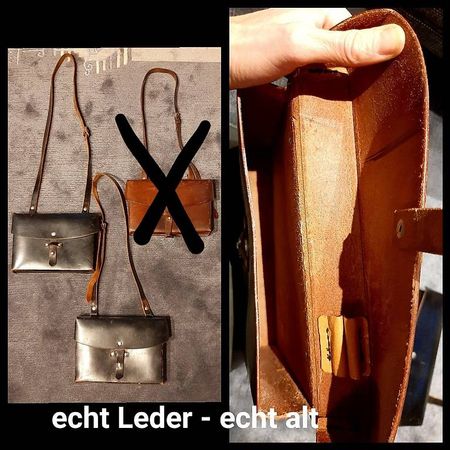 echt Leder Handtasche Antik Oldschool Feuerwehr