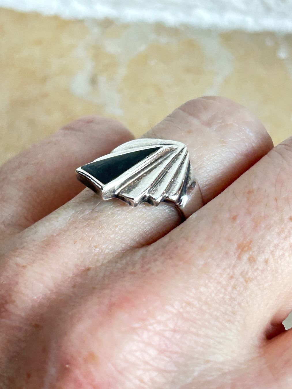 Ringe: Vintage Silberring mit Onyx Einsatz (Gr. 54.5) – Gebraucht aus Laufen von belleskulptur 3