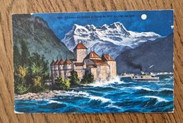 AK Schloss Chillon bei Mondschein nach Saltino Italien 1928