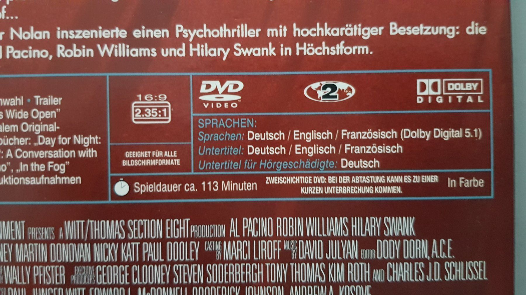 Tous les DVDs: DVD Insomnia / Robin Williams – D'occasion à Oetwil am See par fineli2 1