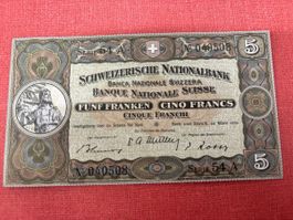 Seltene 5 Franken Note von 1952 - Unzirkuliert TOP