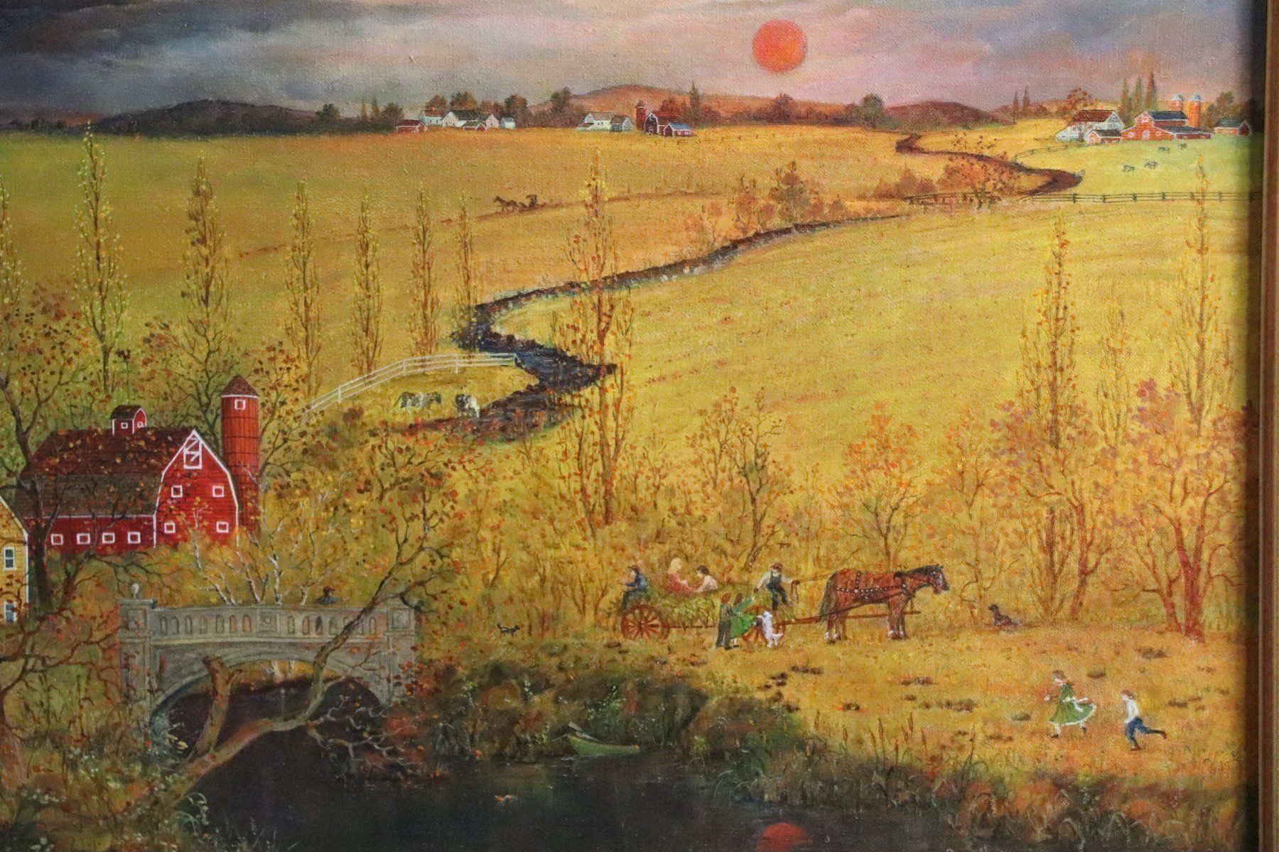 Dipinti: Ann Hardy, Gemälde "Heuwagenfahrt", feinste Malerei. – Usato da Zug venduto da Kunst-Fundgrube 4