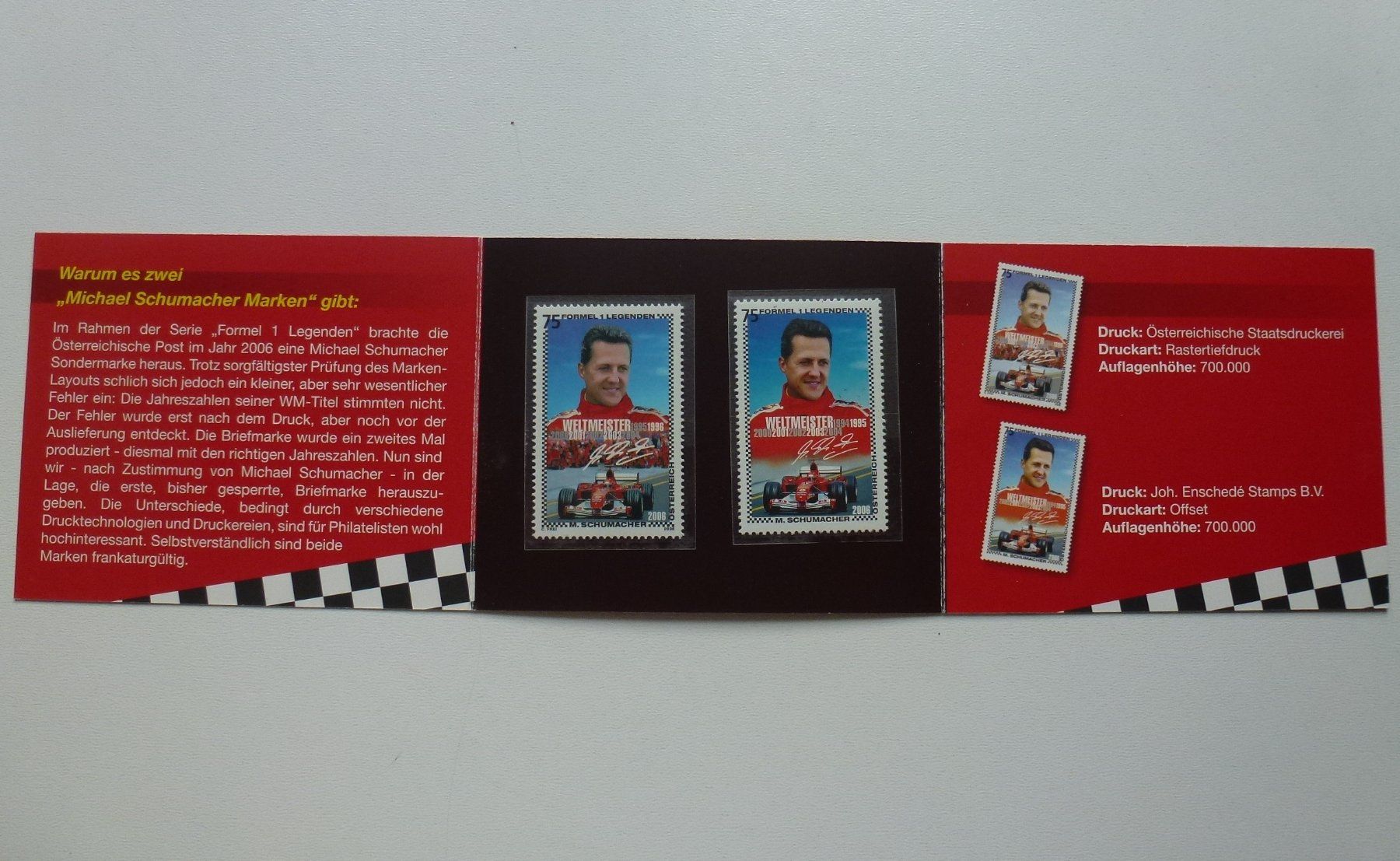 Tutti i francobolli: Michael Schumacher Briefmarken im Folder 2006 – Usato da Walkringen venduto da Casablanca777 1