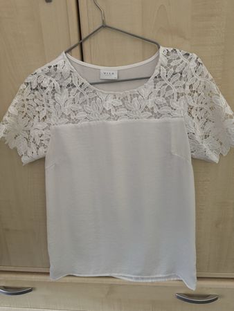 VILA Damen Bluse Weiss Spitze Grösse 36 guter Zustand