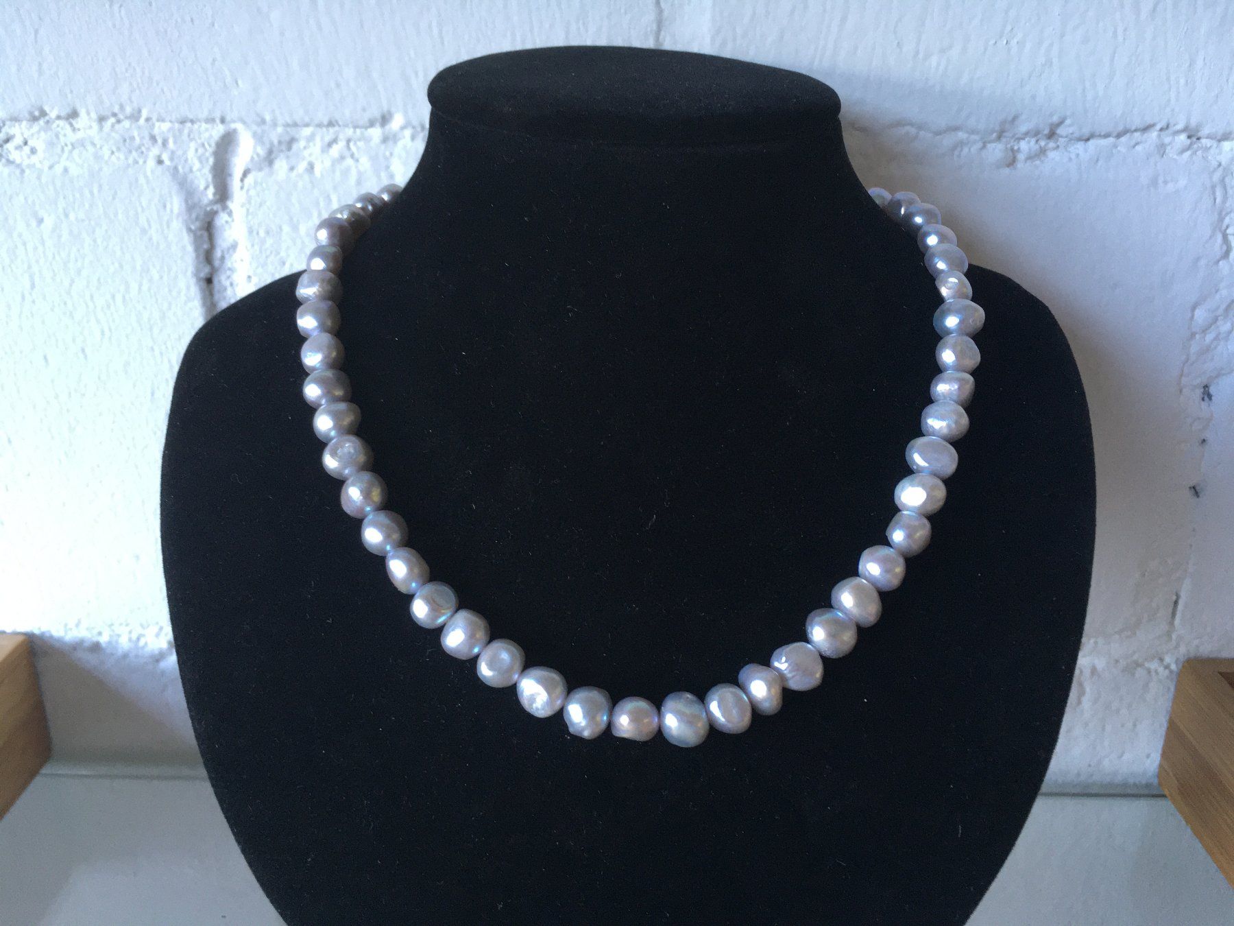 Colliers: SÜSSWASSERPERLEN  SILBER ca. 8x7mm  LÄNGE 41cm – Neuf avec emballage d'origine à Aesch ZH par LiquidAktion