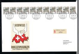 1987 - 1991, 2 ILLUSTR. FDC MIT ELFERSTREIFEN SBK 734+737