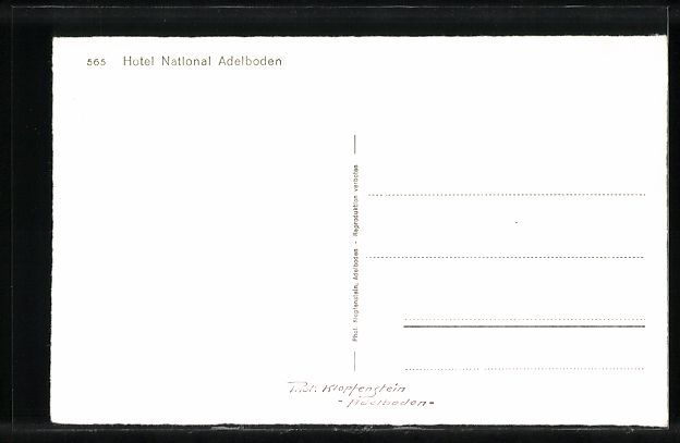 Cartoline postali: AK Adelboden, Hotel National – Usato da Berlin venduto da bartko-reher 1