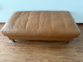 Hockerbank, braun Leder, Musterring, keine Gebrauchsspuren, 