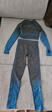 Gymshark Sport Set Grau/Blau Groesse S 