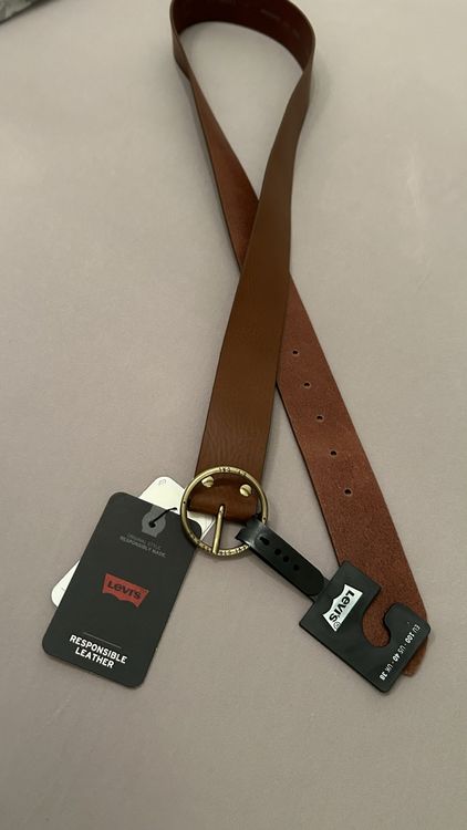 Ceinture En Cuir Levi's Noir - Taille 75 Cm, Neuve Avec étiquettes, Fabriquée En Italie, Boucle Acier