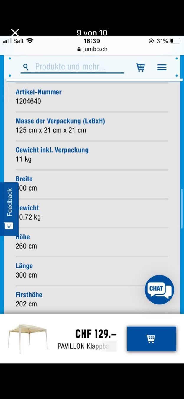 Tende & Padiglioni: Pavillon NEU zu verkaufen – Nuovo (secondo la descrizione) da Effretikon venduto da Pinky3117 8