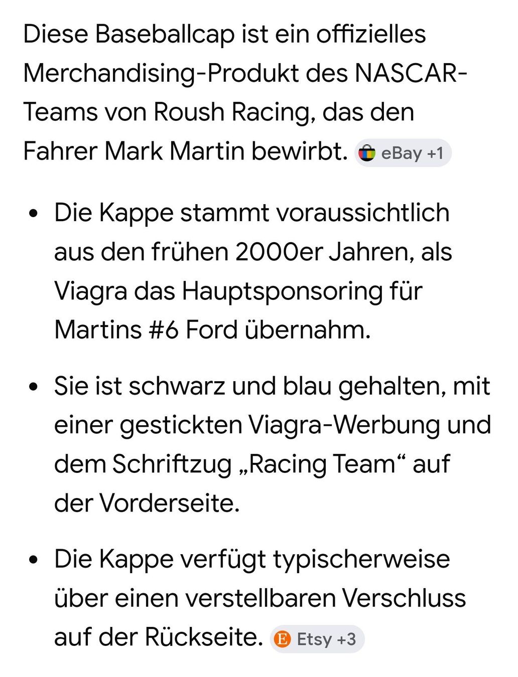 Copricapi, berretti & cappellini: Nascar Baseballcap – Nuovo (secondo la descrizione) da huenenberg venduto da Suizofelize 8