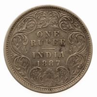 Britisch-Indien 1 Rupee 1887 Victoria Silber