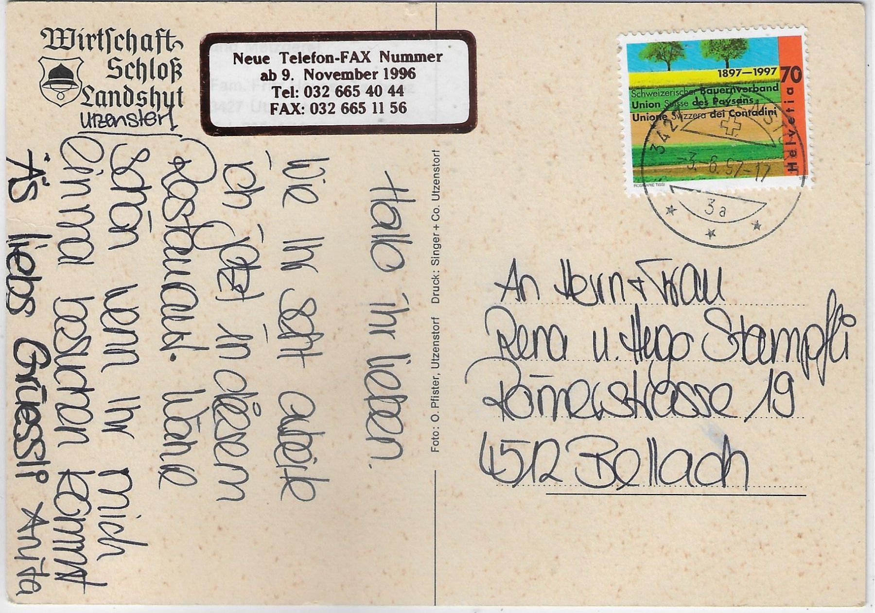 Cartoline postali: Wirtschaft Schloss Landshut - Utzenstorf – Usato da Ettingen venduto da Kartenplanet 1
