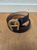 Aigner Ledergürtel Schwarz/Gold  Gr. 80  Ungetragen