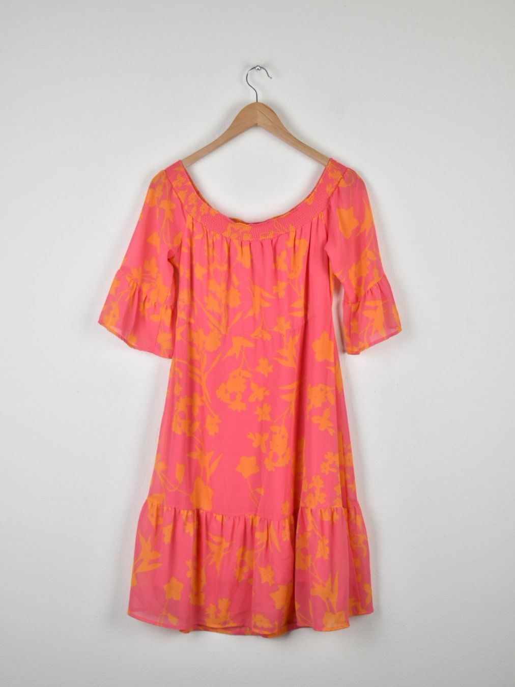 Comma Vestiti: Comma Chiffon Kleid, Gr.40, rosa/orange – Usato da Nürensdorf venduto da 2ND_STORY 2