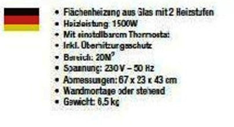 Radiatori: FLÄCHENHEIZUNG 1500W GLASABDECKUNG SCHWARZ – Nuovo e nell'imballaggio originale da St. Gallen venduto da schnaeppchen-preise 1