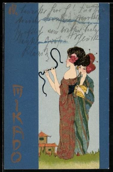 Cartoline postali: Raphael Kirchner: Geisha hält eine Schl – Usato da Berlin venduto da bartko-reher
