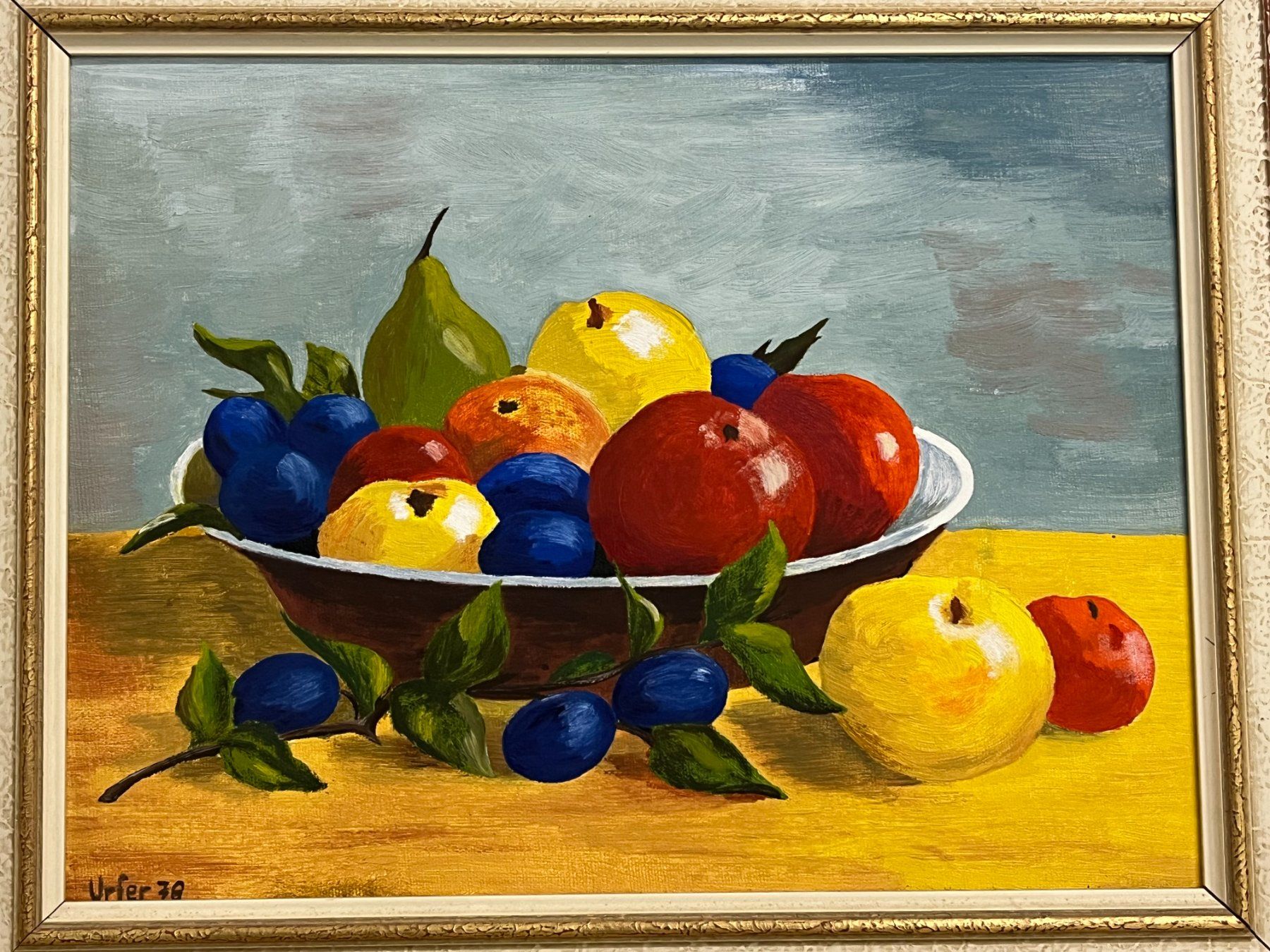 Dipinti: Gemälde "Früchte-Stillleben", signiert, gerahmt – Usato da Basel venduto da Kaffee_und_Kunst 2
