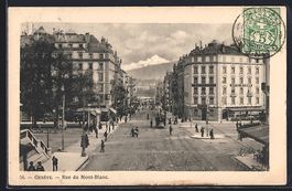 AK Genève, Rue du Mont-Blanc, 1907