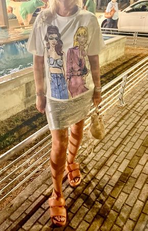Chic T-shirt di cotone Vinceotto, con strass-M/L-nuovo
