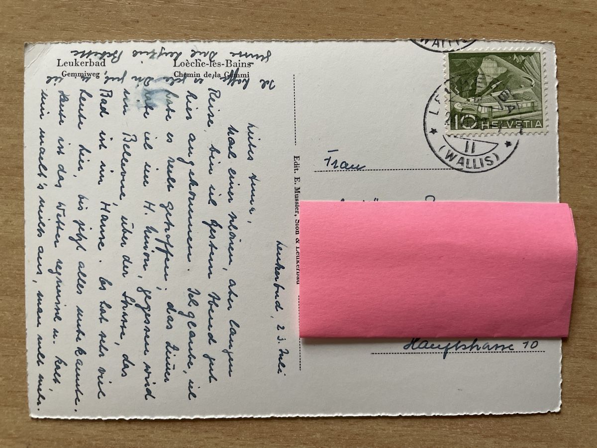 Cartoline postali: Alte Ansichtskarte Leukerbad, Wallis, 1953 – Usato da Neuhausen am Rheinfall venduto da Arielle55 1