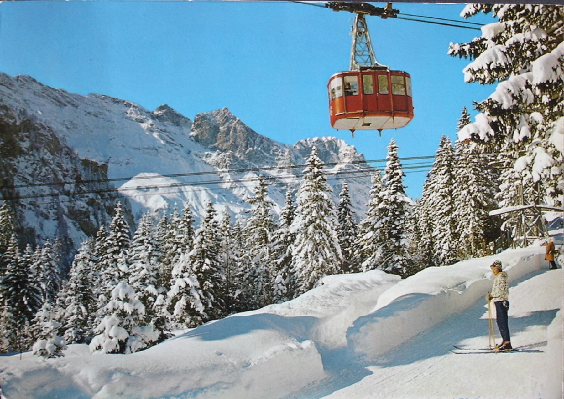 Ansichtskarten: ENGELBERG Luftseilbahn, Skifahrer – Gebraucht aus Jona von philajona