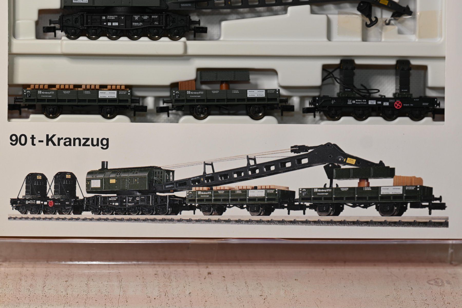 Fleischmann Modellini di ferrovie: Fleischmann N piccolo 8599 90t Kranzug – Nuovo (secondo la descrizione) da Laupen ZH venduto da Zmoewe 1