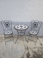 Bistroset Mosaik Tisch mit zwei Stühlen schwarz weiss