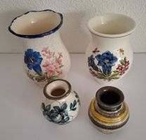4 handbemalte Souvenir-Vasen ca. 1940-1960
