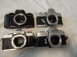 4 STK MINOLTA ANTIK SPI REF FILM KAMERA-LÄÜFT ABER OHNE GRAN