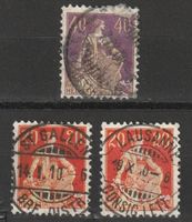 3 x Helvetia m. Schwert, ua die Gute, Vollstempel, KW 124.-