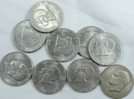 9 Stück USA Eisenhower Dollar, Münzen Konvolut