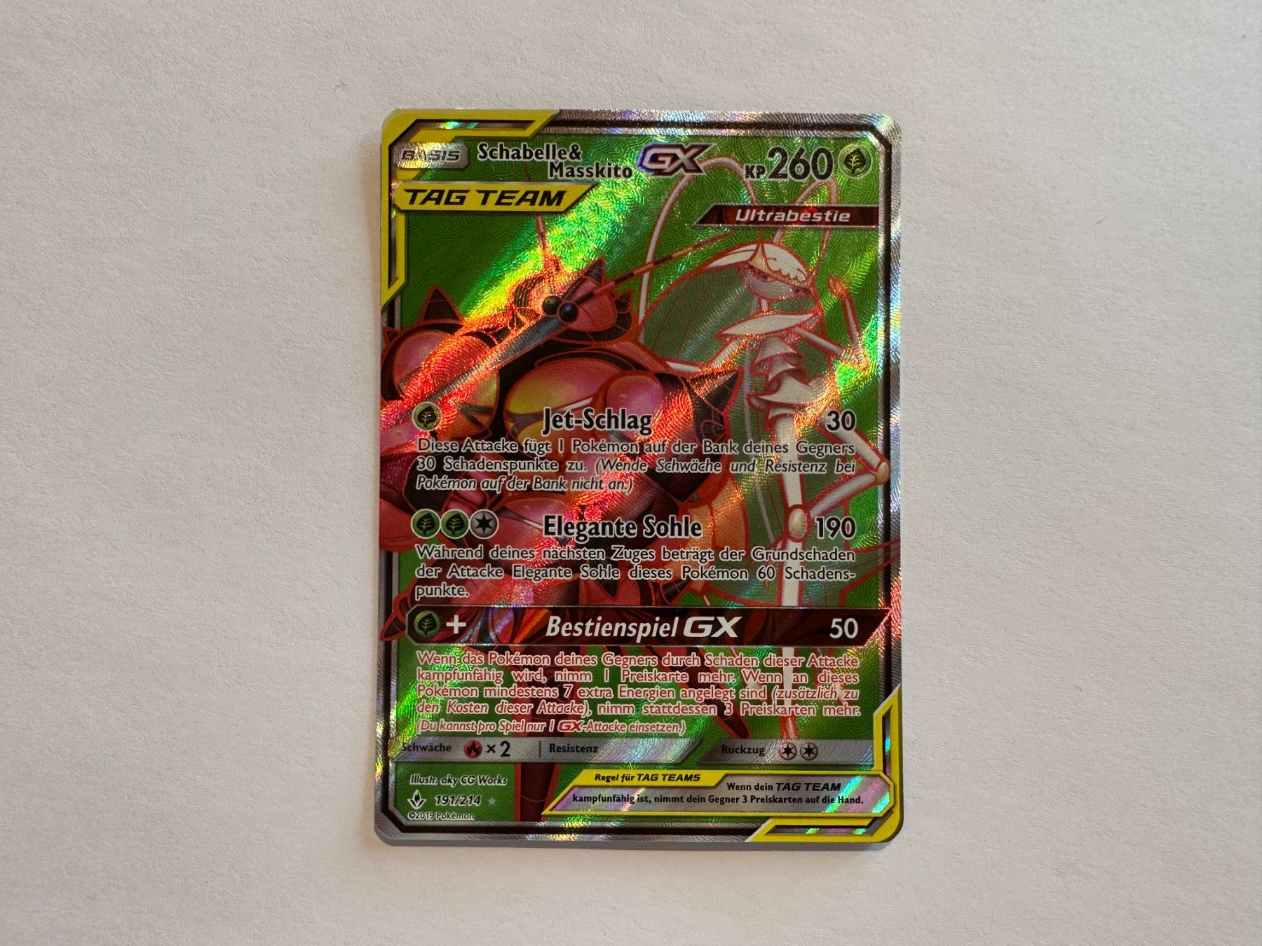 Pokémon Carte collezionabili: Schabelle & Masskito GX Fullart DE – Usato da Hagendorn venduto da Pokecollectorch 1