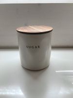 Grosse Zuckerdose Keramik mit Holzdeckel , 19 cm hoch, neu
