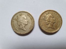 2 one Pound Münzen Grossbritannien 1996/1992