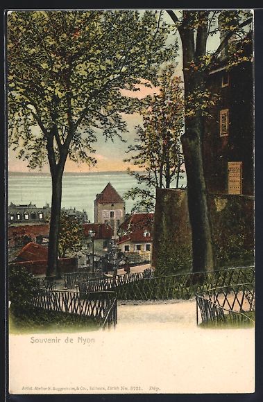 Cartoline postali: Nyon, Teilansicht mit Blick auf den See – Usato da Berlin venduto da bartko-reher