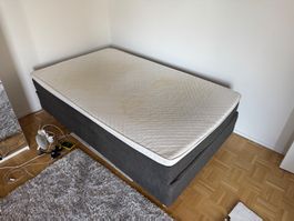 Boxspringbett in Dunkelgrau (120 x 200 cm)