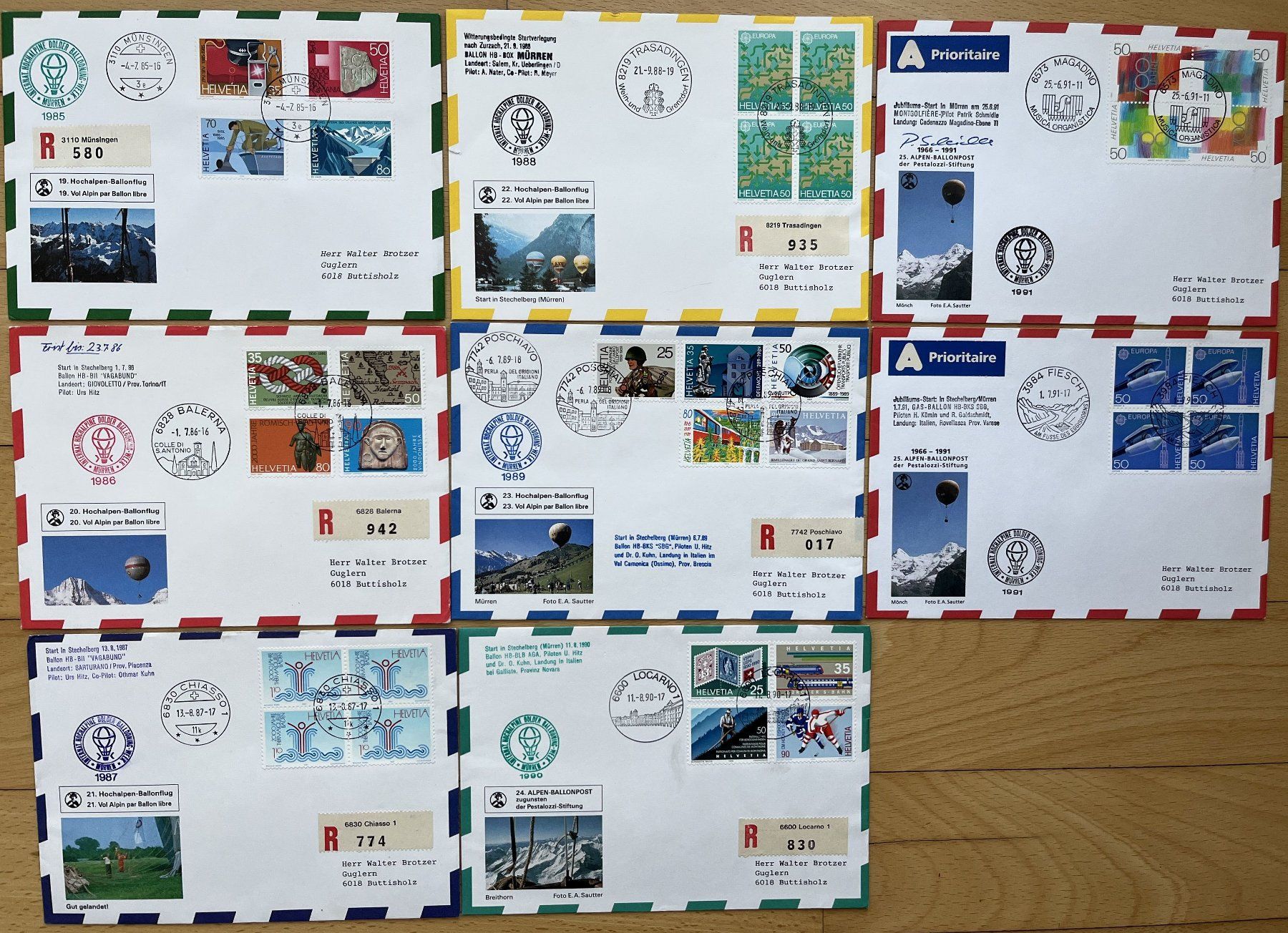 Alle Briefmarken: Ballonflüge Pestalozzi-Stiftung – Gebraucht aus Buttisholz von wbr_wdw8 3