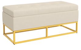 Sitzbank gepolstert mit Stauraum – Samt Beige
