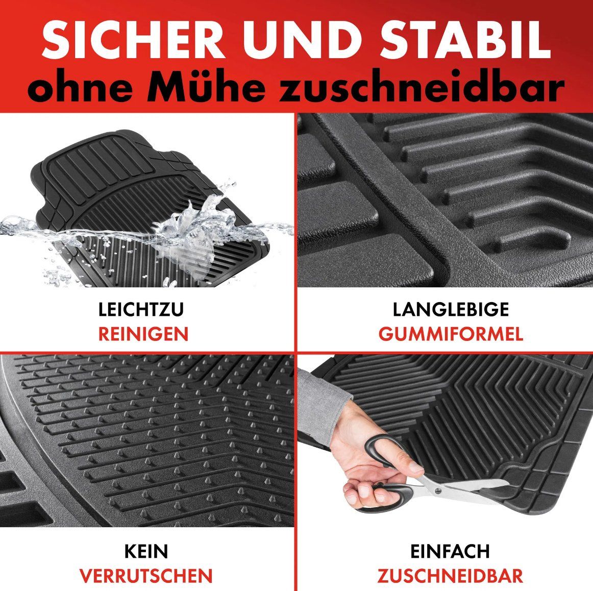 Teppiche / Matten: Gummi Fussmatten Auto, 4 Stk. Universal ab Fr. 1.- – Neu und originalverpackt aus Koppigen von Bracher_Mail-House 4